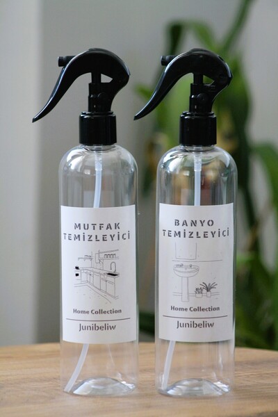 junibeliw 2li Set Çok Amaçlı Plastik Şişe Boş Şeffaf Şişe Sprey Mutfak ve Ban...