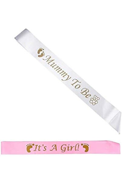 Veewon Set de 2 eșarfe botez, satin, alb/auriu/roz