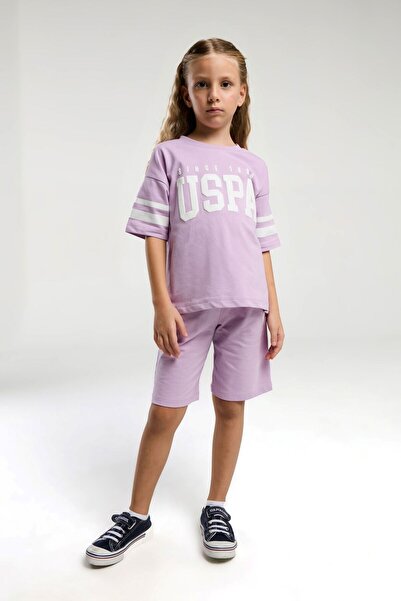 U.S. Polo Assn. 4-15 Years Old Licensed Us Polo Assn Girl's Set-Lilac