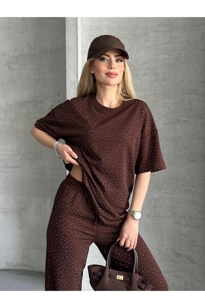 FERZOLAİO Stoned Soft Brown Double Set