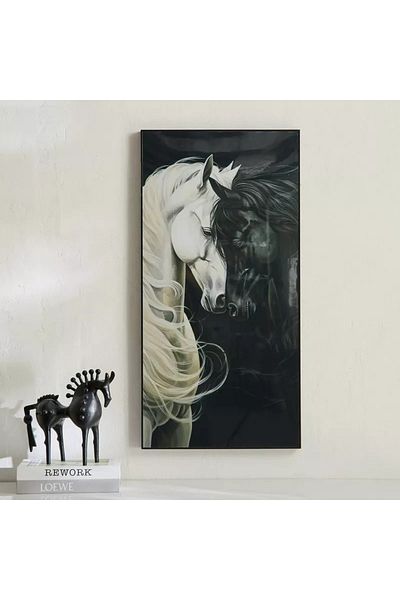 Home Box Cyprus Odean 2 Horses Framed Picture - 40x80x2.5 cm