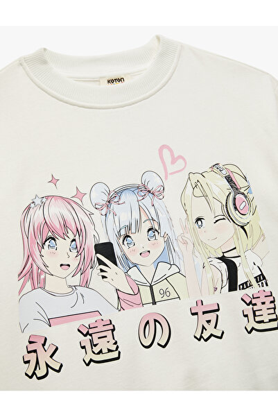 Koton Uzun Kollu Bisiklet Yaka Pamuklu Anime Baskılı Sweatshirt