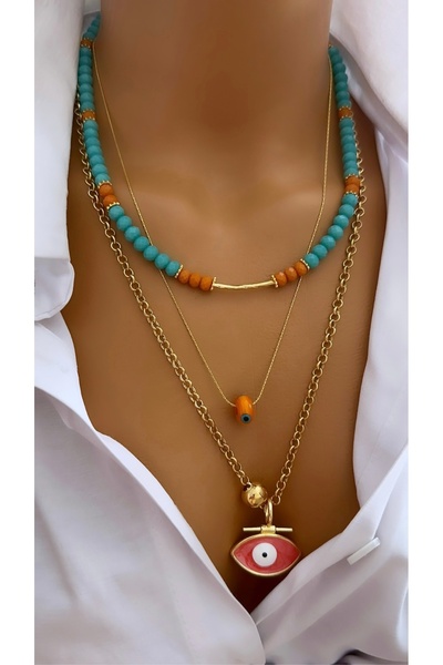 Nevaa Still Altın kaplama zincir tasarım çoklu kolye