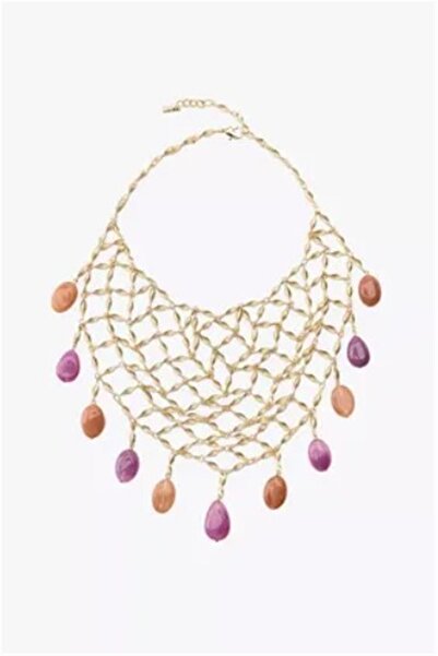 MU&ME BOUTİQUE قلادة برتقالية/بنفسجية كبيرة