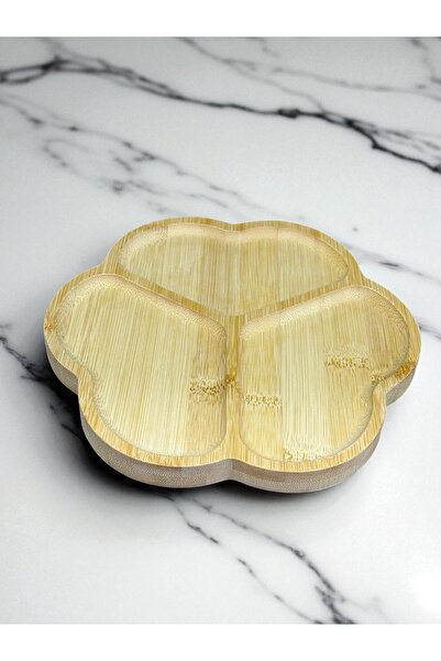 İnterlife Original Bamboo Plate Snack Breakfast Fruit Presentation Plate Mode...