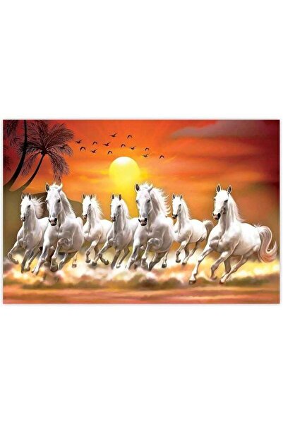 Emoda home Trove طباعة فنية من الفينيل لسبعة خيول راكضة من فاستو متلألئة