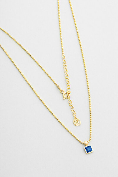 So CHIC... Minimal Renkler 18 Ayar Sarı Altın Kaplama 45 Cm Gümüş Tektaş Kolye