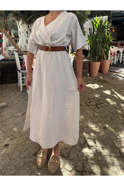 STİLVİA Stone Double Breasted Midi Belted Dress