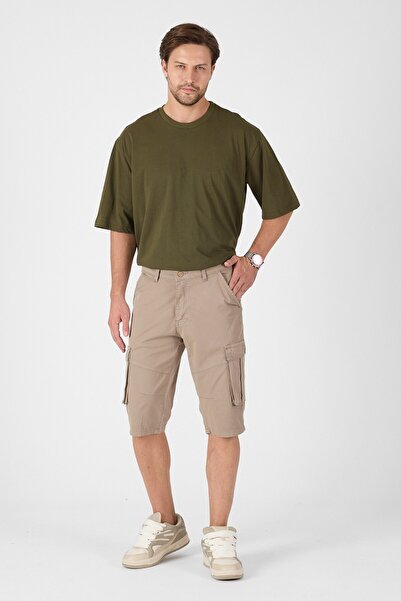 twentyfive25 Ανδρικό μακρύ σορτς Cargo με τσέπες μέχρι το γόνατο, Χρώμα βερμούδας Capri