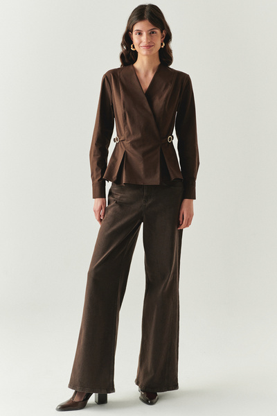 Exquise Πουκάμισο με μακρυμάνικο γιακά με διπλό στήθος