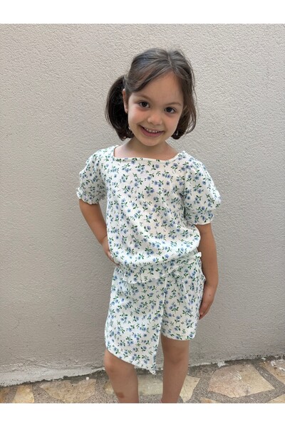 Motebarn Wear Girls' Chiffon Summer Shorts Skirted Bottom-Top Set