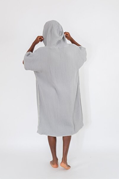serenıa Sandro 4 Layer Muslin Poncho Grey