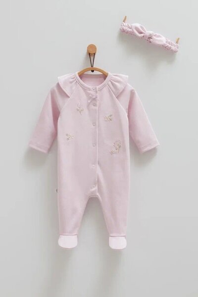 Caramell Cute Rabbi̇t Band Baby Jumpsuit Set - Lila