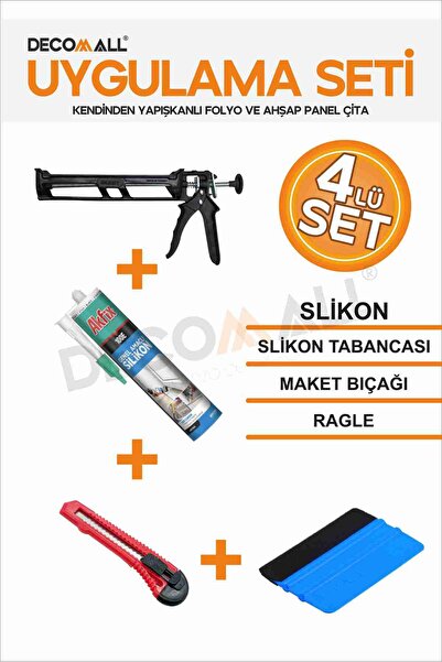 Genel Markalar 4 lü Set Silikon + Silikon Tabancası + Ragle + Maket Bıçağı Fo...