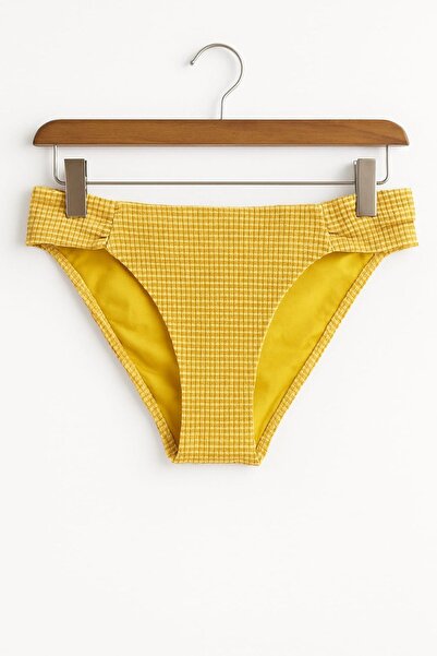 enmodaiçgiyim Κίτρινο μπικίνι με μοτίβο Gingham - Κανονική μέση, ελαστικό ύφασμα, άνετο και κομψό καλοκαιρινό γυναικείο μπικίνι