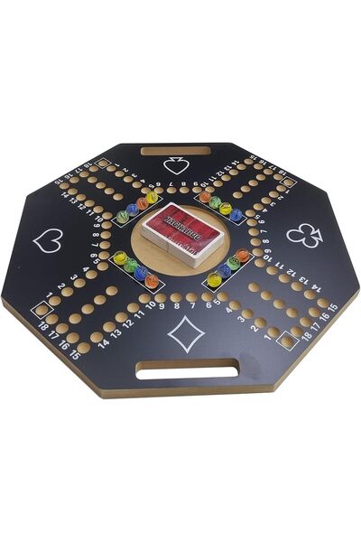 Shopi Jakaroo Wooden Board Card Game for 4 Players - 40x40cm Hexagonal-Shaped Premium Game Board for Strat
