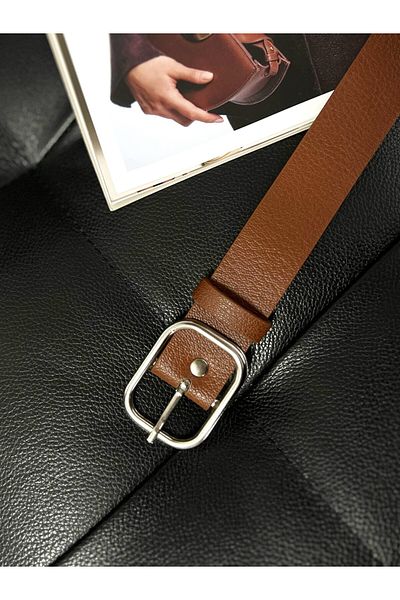 FioriModa Basic Women's Belt with Rectangular Buckle