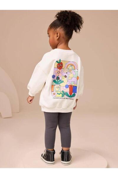 KidsSel New Season Girls' Colorful Printed Cotton Fabric Sweatshirt Leggings Bottom Top Set