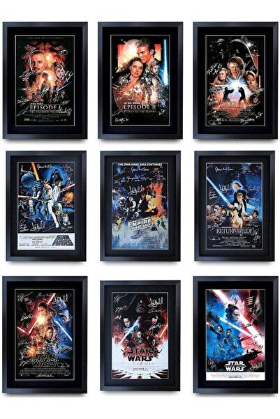 HWC Trading مجموعة ملصقات أفلام حرب النجوم بحجم A3 مع توقيعات الممثلين