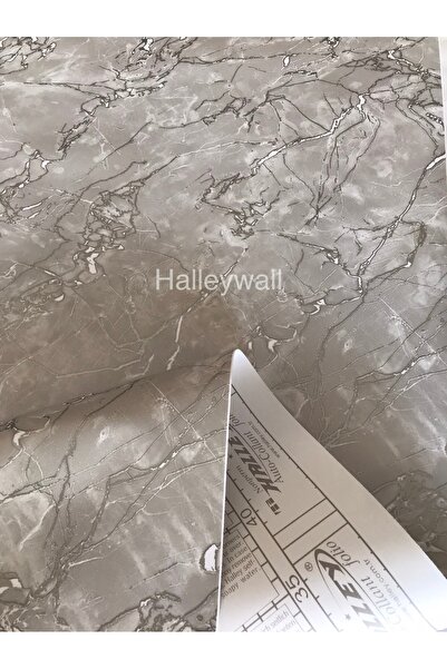 halleywall Doğal Mermer Görünümlü Gri Damarlı Tezgah Arası Dolap Yapışkanlı Folyo