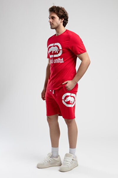 Eckō Unltd. Trinity Red Knitted Shorts Embroidered Standard Fit Men's Knitted Shorts