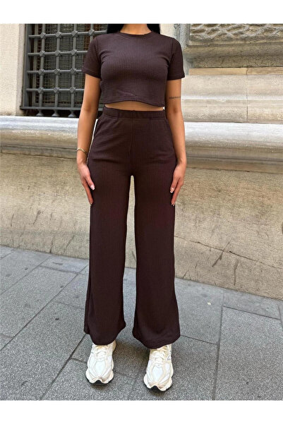 STİLVİA بدلة رقبة دائرية من القهوة مودال Elastane