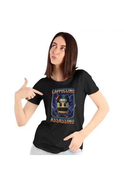 OEM Tricou Femei Brainrot Cappuccino Assassino Ninja