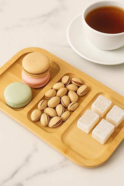 İnterlife طبق تقديم الفواكه الأصلي من الخيزران، طبق تقديم الفواكه، حديث، 3 أقسام طويلة