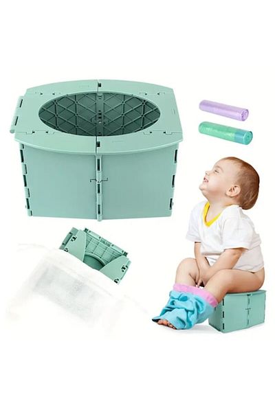 OEM Portable Foldable Green Potty from Plastic 24.5x20x15cm - Honey Baby