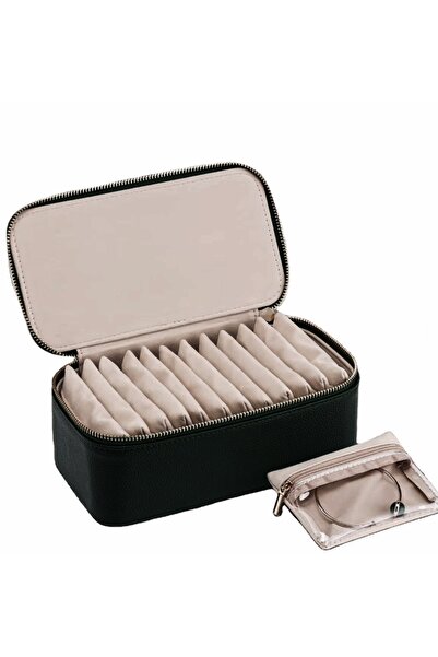 gaman Gmn-6 Jewelry Home Gold Box - Jewelry Box Portable Zipper Closed Jewelry Box + 12Pcs Pouch