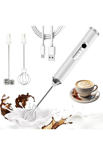 NECOMI Rechargeable Electric Foam Maker - Handheld Milk Frother and Drink Mixer With Stainless Whisk