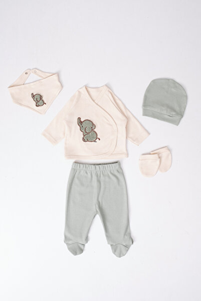 Belemir Kids 100% Cotton Elephant Embroidered 5-Piece Organic Hospital Release