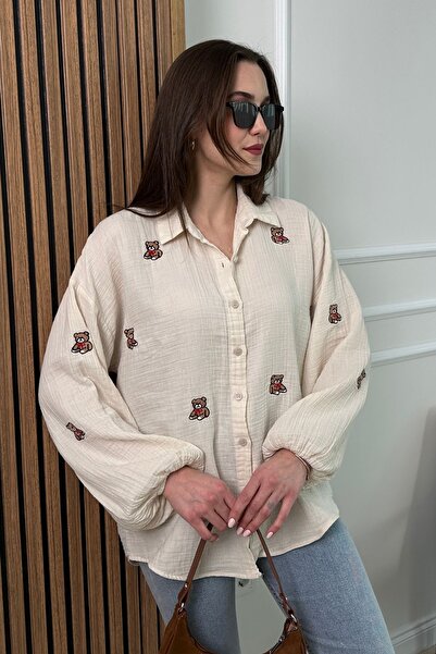 Butik Modana Ayıcıklı Müslin Gömlek