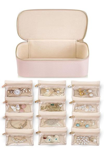 gaman Gmn-6 Jewelry Home Gold Box - Jewelry Box Portable Zipper Closed Jewelry Box + 12Pcs Pouch