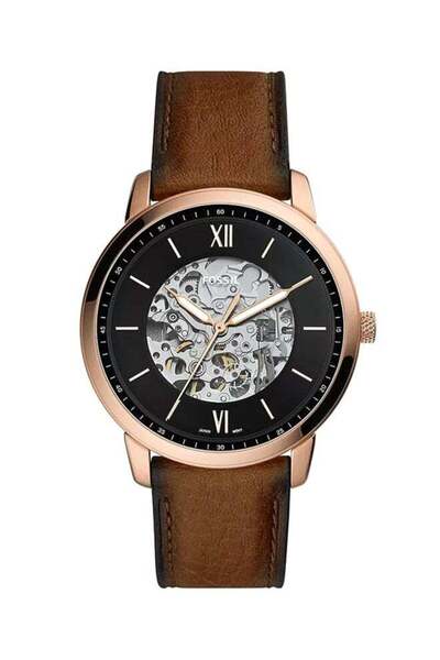 Fossil Men's Neutra Round Shape Leather Strap Automatic Wrist Watch ME3195 - 44 mm - Brown