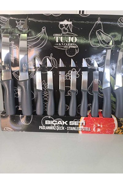 Tujo Knives 20 Piece Stainless Steel Tujo Fruit and Vegetable Knife Set – 2X10 Pieces, Black