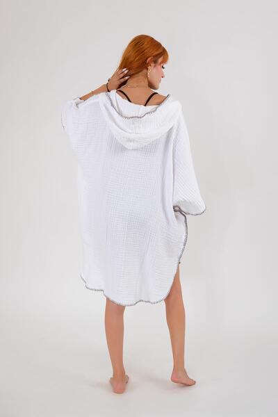 serenıa Stella 4 Layer Muslin Poncho Λευκό