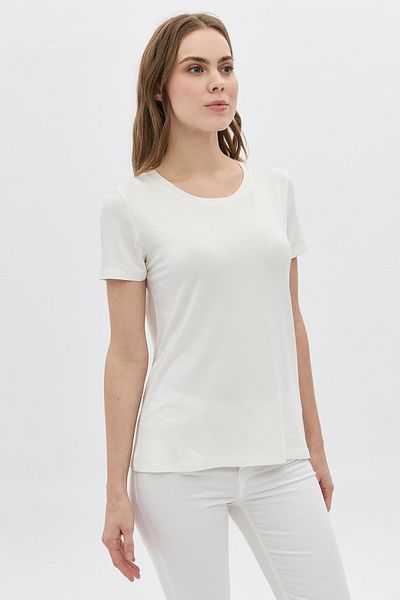 DAIDO Women's Short Sleeve Crew Neck Blouse 5981 Ecru