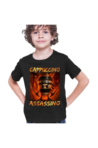OEM Tricou Copii Baieti Brainrot Italia Cappuccino Assassino