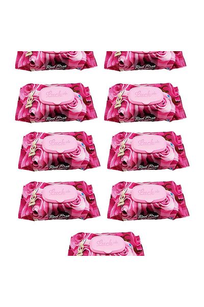 SepetBudur 9 Pack Red Rose Wet Towels 90 Pieces with Lids Rose Scented