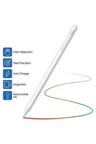 onix Stylus Pen Activ pentru iPad, Palm Rejection, 140mAh, Aluminiu, Alb