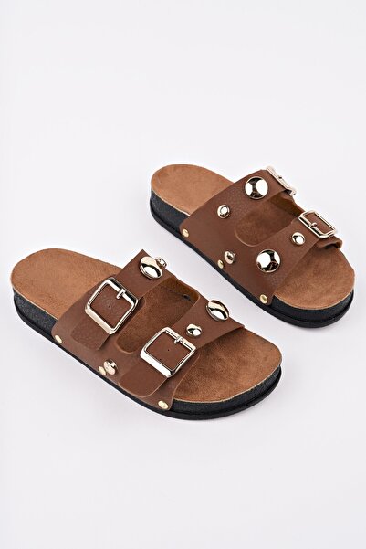 İpek Cross Double Banded Adjustable Belted Daily Women's Slippers
