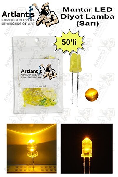 Artlantis Sarı Mantar Led Diyot Lamba 50 li 1 Paket Sarı 4.8 mm Mini Mantar L...