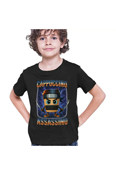 OEM Tricou Copii Baieti Brainrot Cappuccino Assassino Ninja