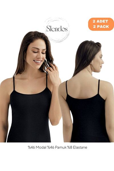 Şahinler Women'S, Rope Strap, 46% Modal, 46% Cotton, 8% Elastane, 2-Piece Undershirt