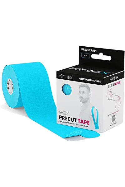 Kıntex شريط رياضي مُقطّع مسبقًا، مقاس 25 سم × 5 سم - لدعم العضلات والتعافي، 20 شريطًا، أزرق