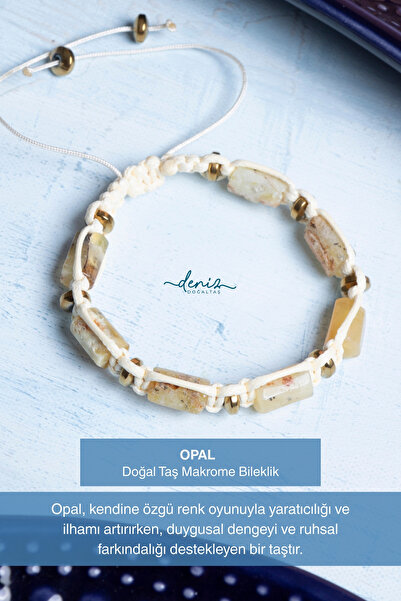 Deniz Doğal Taş سوار مكرامية من الأحجار الكريمة الطبيعية من الأوبال مع شهادة