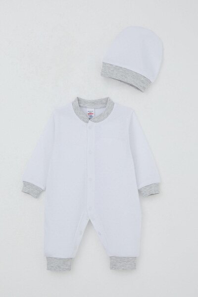 Breeze Baby Boy Jumpsuit Dot Patterned 0-6 Months, White