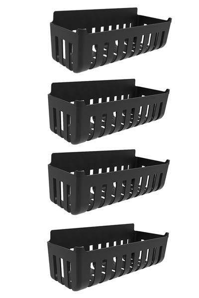 Prima Nova Deby 4'lü Yapışkanlı Banyo Rafı Siyah