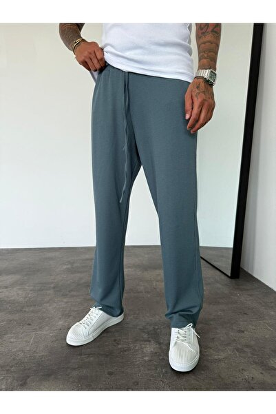 KağanKY Παντελόνι Petrol Blue κοτλέ Baggy